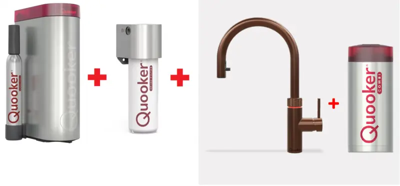 Quooker Flex Rose Koper Combi+ & CUBE Warm, koud, kokend, gefilterd, koud, bruisend water 22+XRCO+CUBE