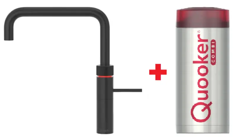 Quooker Fusion Square Gun Metal Combi+ & CUBE Warm, koud, kokend, gefilterd, koud, bruisend water 22+FSGME+CUBE