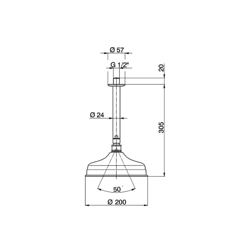 Huber Victorian Regendouche douchekop brons met plafondarm SS01341027