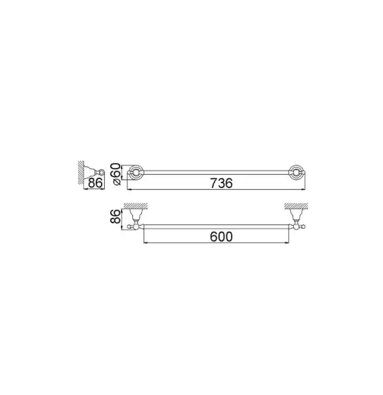 Huber Croisette Klassiek Handdoekrek 60cm RVS 4014.01H.AC
