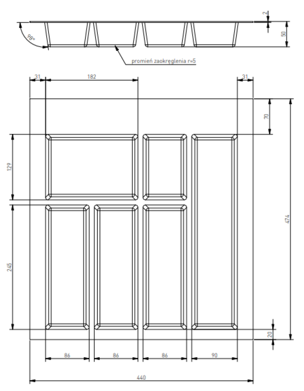 Decor Cutle Bestekbakken Inzet voor Keukenlade 500 Antraciet 1208966376