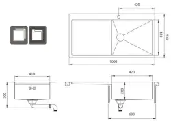 OUTLET MET SCHADE Ausmann Oder Blue grote rvs spoelbak 100x51cm vlakbouw en opbouw met afdruipgedeelte 1208957123