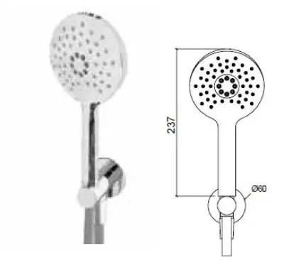 Waterevolution Flow ronde handdoucheset compleet met muuraansluiting messing - 3 standen - T1621RLE