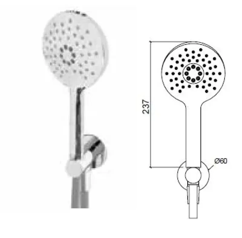 Waterevolution Flow ronde handdoucheset compleet met muuraansluiting messing - 3 standen - T1621RLE