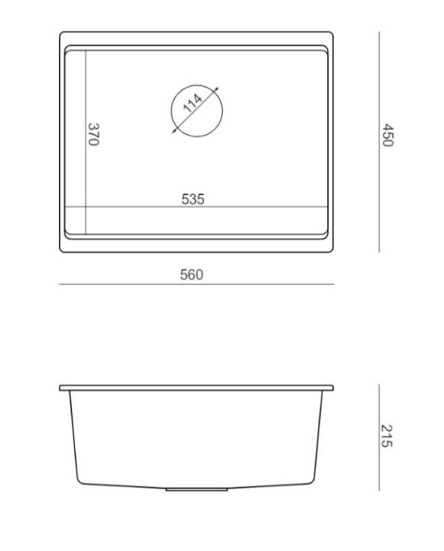 Quadri Newport II witte graniet onderbouw spoelbak wit 560x450 mm 1208966922