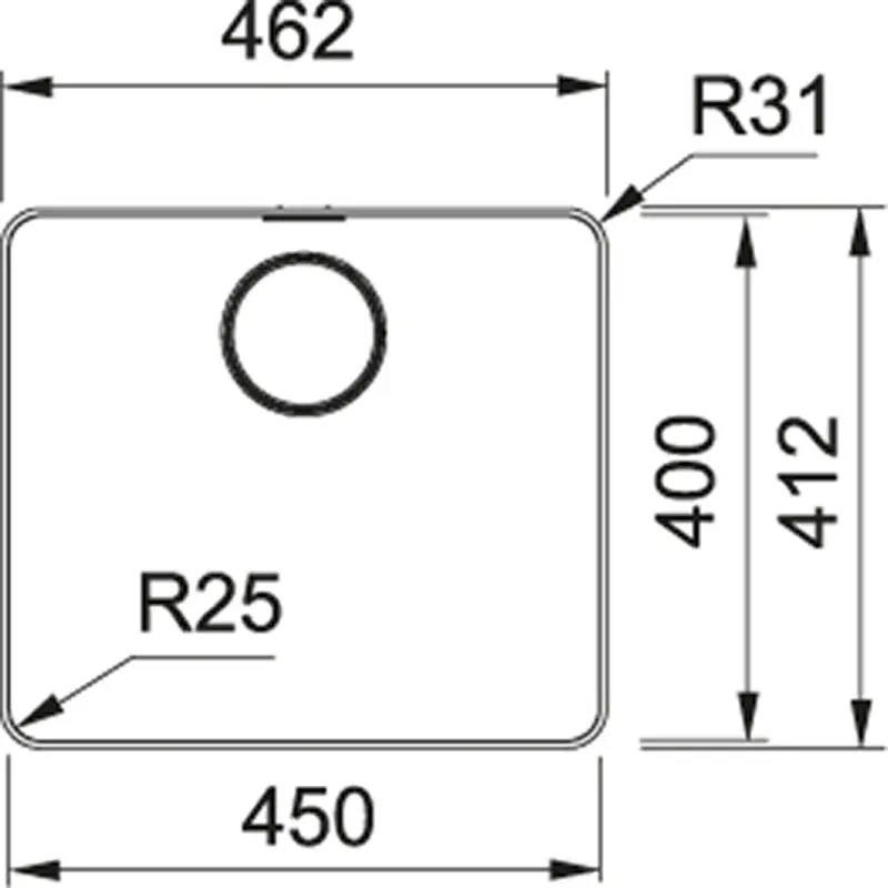OUTLET losse klem Franke Mythos MYX 210.45 rvs spoelbak 45x40cm vlakbouw 127.0638.275