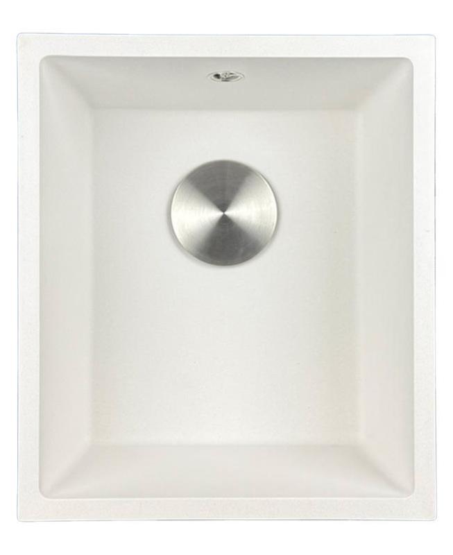 GraniteMy Universal granieten witte spoelbak 34x40 cm wit opbouw onderbouw en vlakinbouw met rvs plug 1208967107