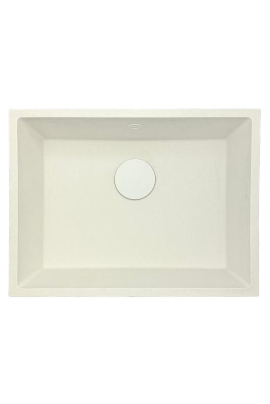 GraniteMy Universal granieten witte spoelbak 55x40 cm wit opbouw onderbouw en vlakinbouw met witte plug 1208967153