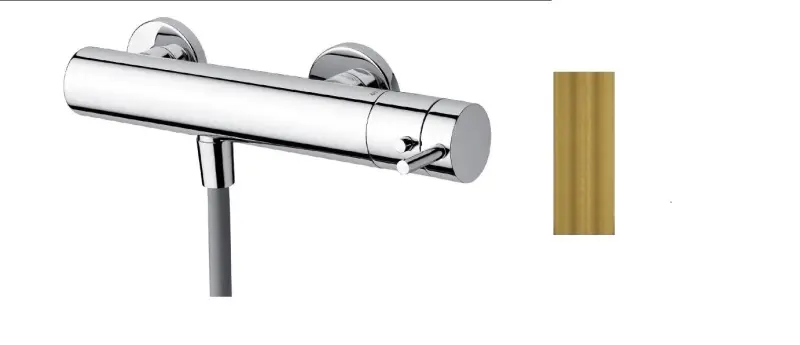 Waterevolution Flow douchethermostaat met douchegarnituur Messing Natuur T140TNLE