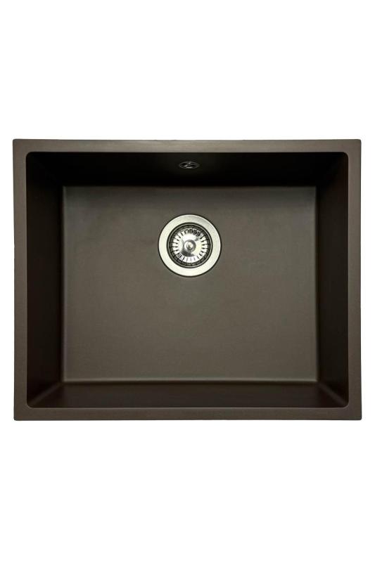 GraniteMy Universal granieten café spoelbak 50x40 cm opbouw, onderbouw en vlakinbouw met rvs plug 1208967227