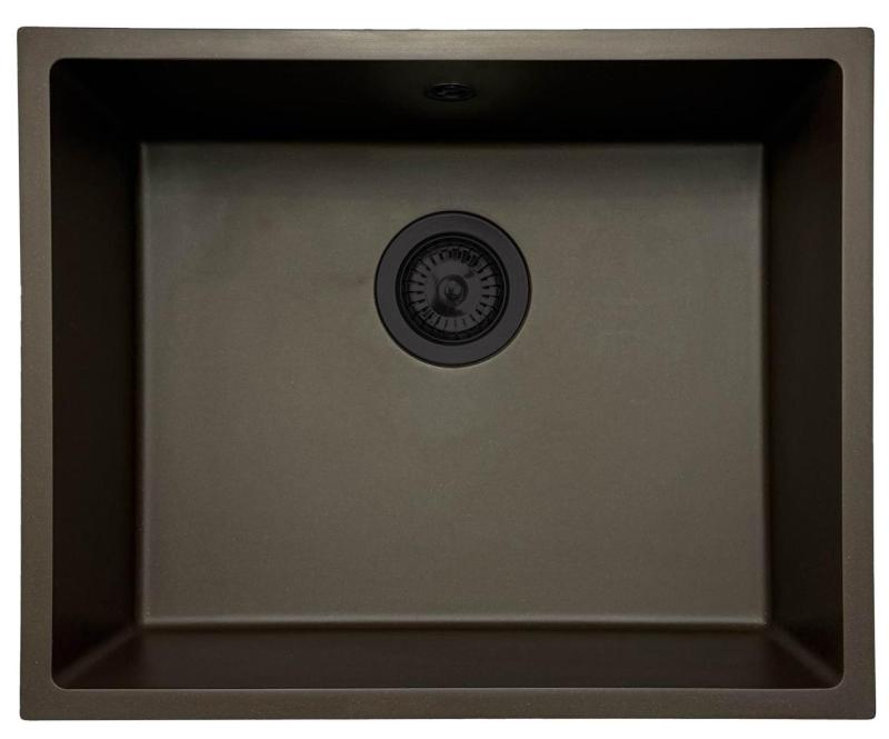 GraniteMy Universal granieten café spoelbak 50x40 cm opbouw, onderbouw en vlakinbouw met zwart plug 1208967228