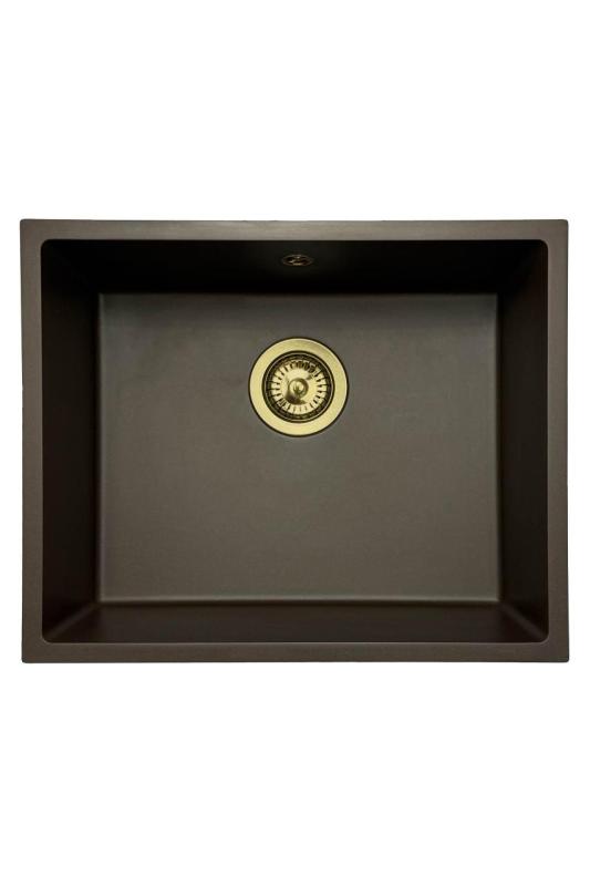 GraniteMy Universal granieten café spoelbak 50x40 cm opbouw, onderbouw en vlakinbouw met gouden plug 1208967230
