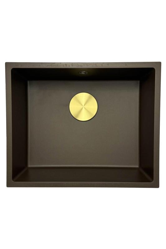 GraniteMy Universal granieten café spoelbak 50x40 cm opbouw, onderbouw en vlakinbouw met gouden plug 1208967230