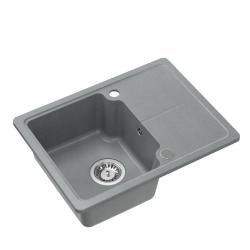 Quadri Kendal grijs graniet spoelbak 58x44cm met afdruipgedeelte 1208967404