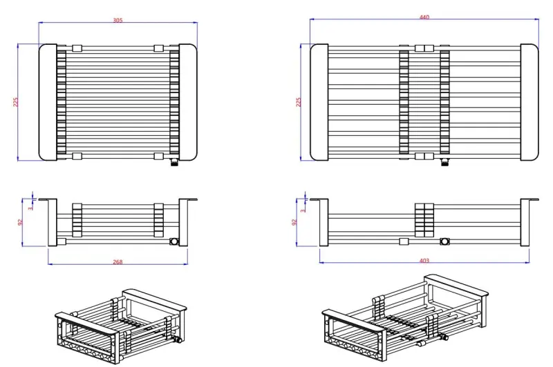 Quadri Universeel uitschuifbare inzetbak inzetmandje of restenmandje rvs met beige handgrepen 225mm breed 1208967544