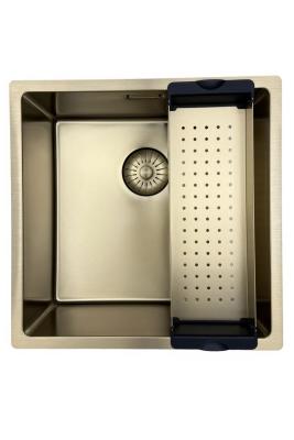 Pure.Sink Prestige spoelbak 40x40 cm PVD Goud 10mm radius onderbouw, vlakbouw en opbouw PPG4040-60