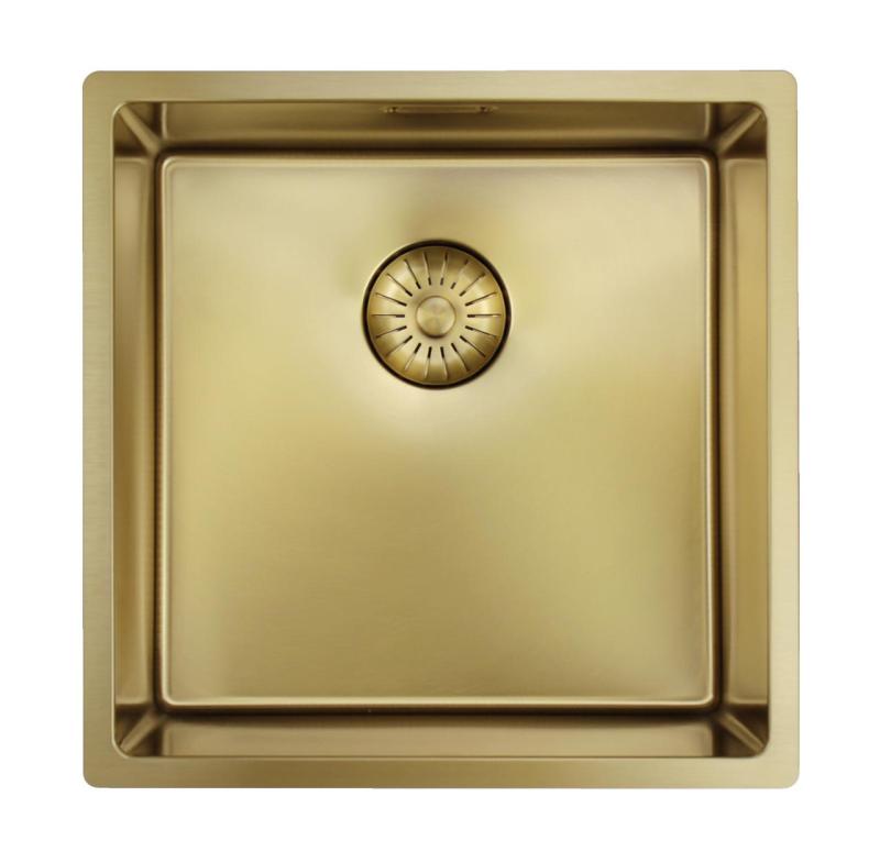 Pure.Sink Prestige spoelbak 40x40 cm PVD Goud 10mm radius onderbouw, vlakbouw en opbouw PPG4040-60
