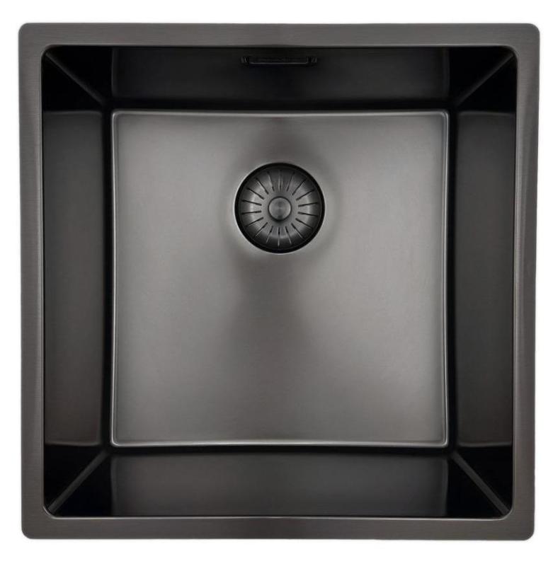 Pure.Sink Prestige spoelbak 40x40cm PVD Gun Metal 10mm radius onderbouw, vlakbouw, opbouw PPG4040-61