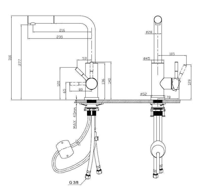Pure.Sink Elite Steel Spark-S keukenkraan Matzwart met uittrekbare uitloop PS8041-10