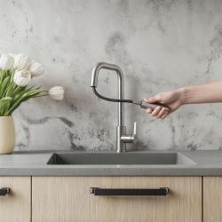 Pure.Sink Elite Steel Crystal-S keukenkraan RVS met uittrekbare uitloop PS8050-02