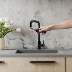 Pure.Sink Elite Steel Crystal-S keukenkraan Matzwart met uittrekbare uitloop PS8050-10