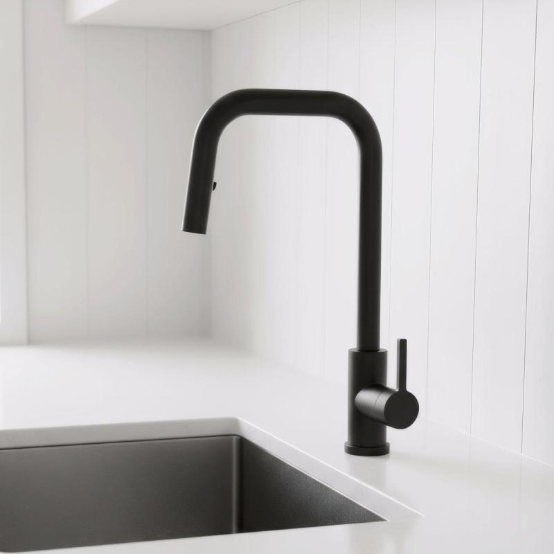Pure.Sink Elite Steel Crystal-S keukenkraan Matzwart met uittrekbare uitloop PS8050-10