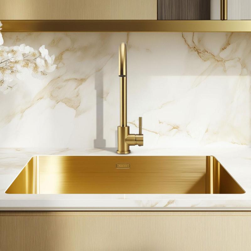 Pure.Sink Elite Steel Stream keukenkraan PVD geborsteld goud  PS8044-60