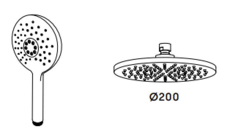 Waterevolution Flow thermostatische douchecombinatie met regendouche RVS 200mm rond T141TNRIE