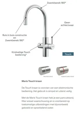 Franke Maris water hub 7L boiler 3-1 met Touch electronische kokend water kraan chroom met waterhub bypass 1208967853
