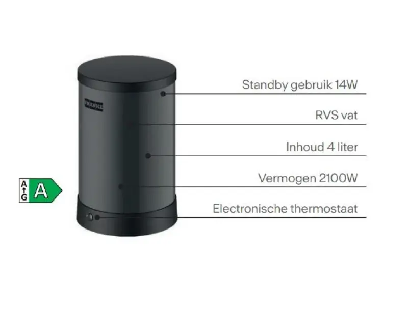 Franke Maris water hub 7L boiler 3-1 met Touch electronische kokend water kraan mat zwart met waterhub mengset 1208967855