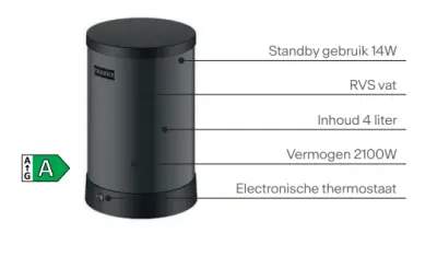 Franke Maris water hub 4L boiler 3-1 met Twist mechanische kokend water kraan mat zwart met waterhub mengset 1208967861