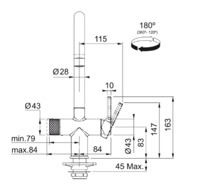 Franke Maris water hub 4L boiler 3-1 met Twist mechanische kokend water kraan mat zwart met waterhub mengset 1208967861
