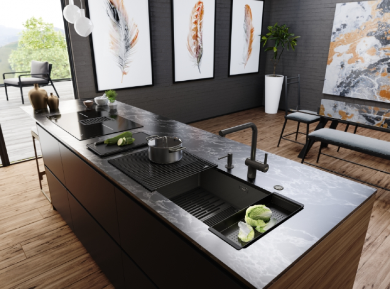 Franke Mythos Masterpiece BXM 210.68 Grote Gun Metal Spoelbak PVD Antraciet 685x410mm Vlakbouw en Onderbouw - 127.0676.885