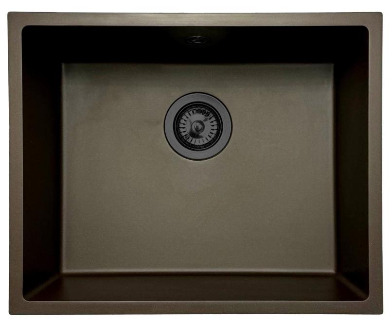 GraniteMy Universal Granieten Café Spoelbak 50x40 cm opbouw, onderbouw en vlakinbouw met gun metal plug- 1208967928