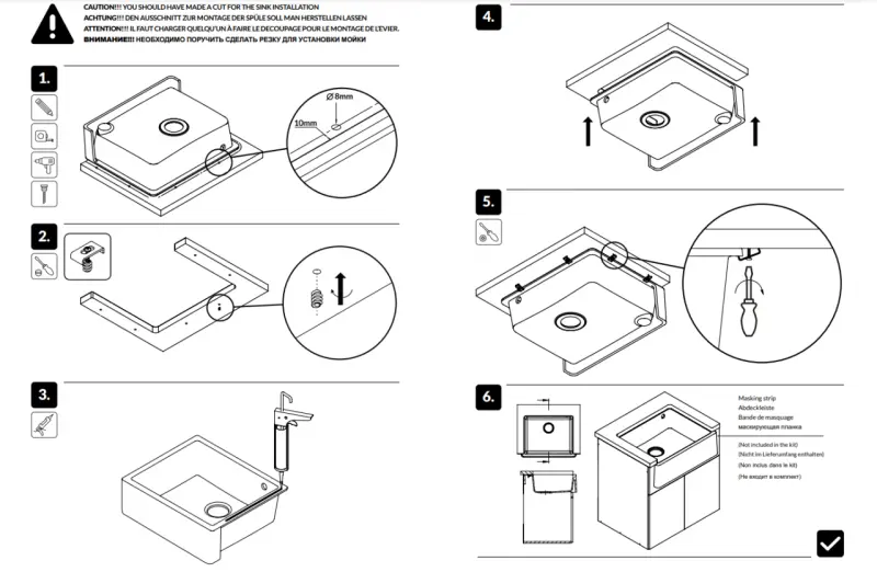 GraniteMy Tradition Landelijke Gootsteen Granieten Spoelbak 60x48 cm Wit Onderbouw en Vlakbouw met Zwart Plug 1208967940
