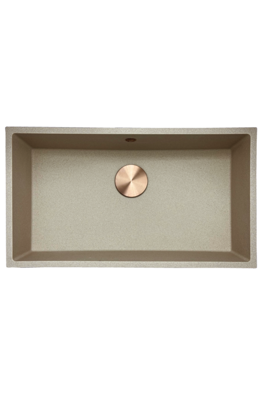 GraniteMy Universal granieten beige zand spoelbak 74x40 cm opbouw onderbouw en vlakinbouw met koperen plug 1208968019