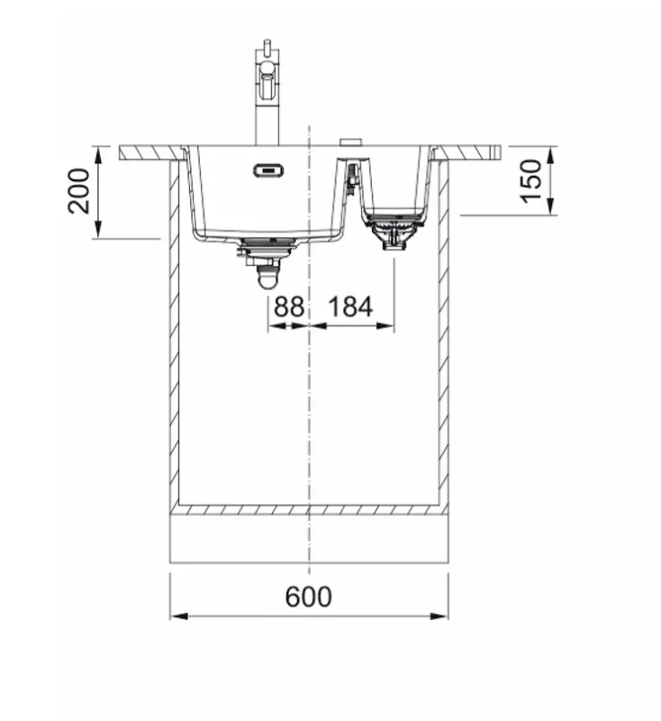 Franke Maris MRG 260-34-15 Fragranite Slate Grey Spoelbak Bak Rechts Grijs Donker Vlakinbouw 135.0714.634