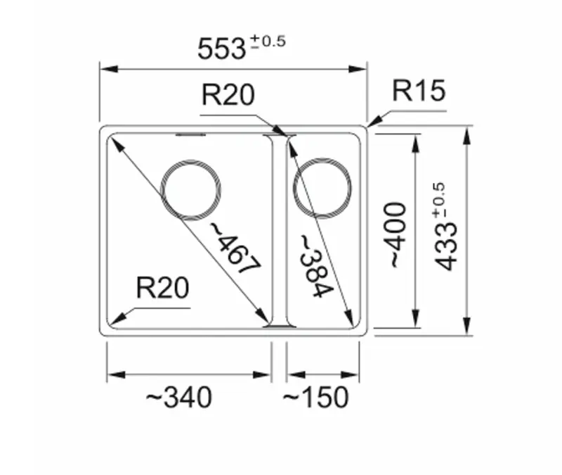 Franke Maris MRG 260-34-15 Fragranite Slate Grey Spoelbak Bak Links Grijs donker Vlakinbouw 135.0714.635