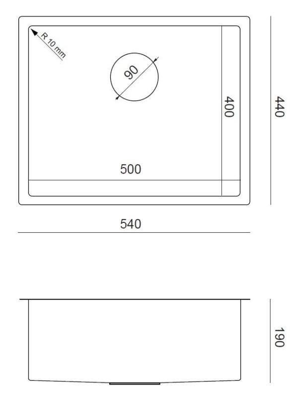 Aquadesign Zara Spoelbak Gun metal 54x44cm Onderbouw, Vlakinbouw en Opbouw met Gun metal Plug - 1208969511