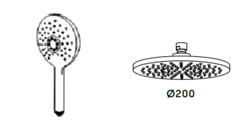 Waterevolution Flow drie-weg thermostatische douchemengkraan met hoofddouche en ronde handdouche Wit T131TNRBR