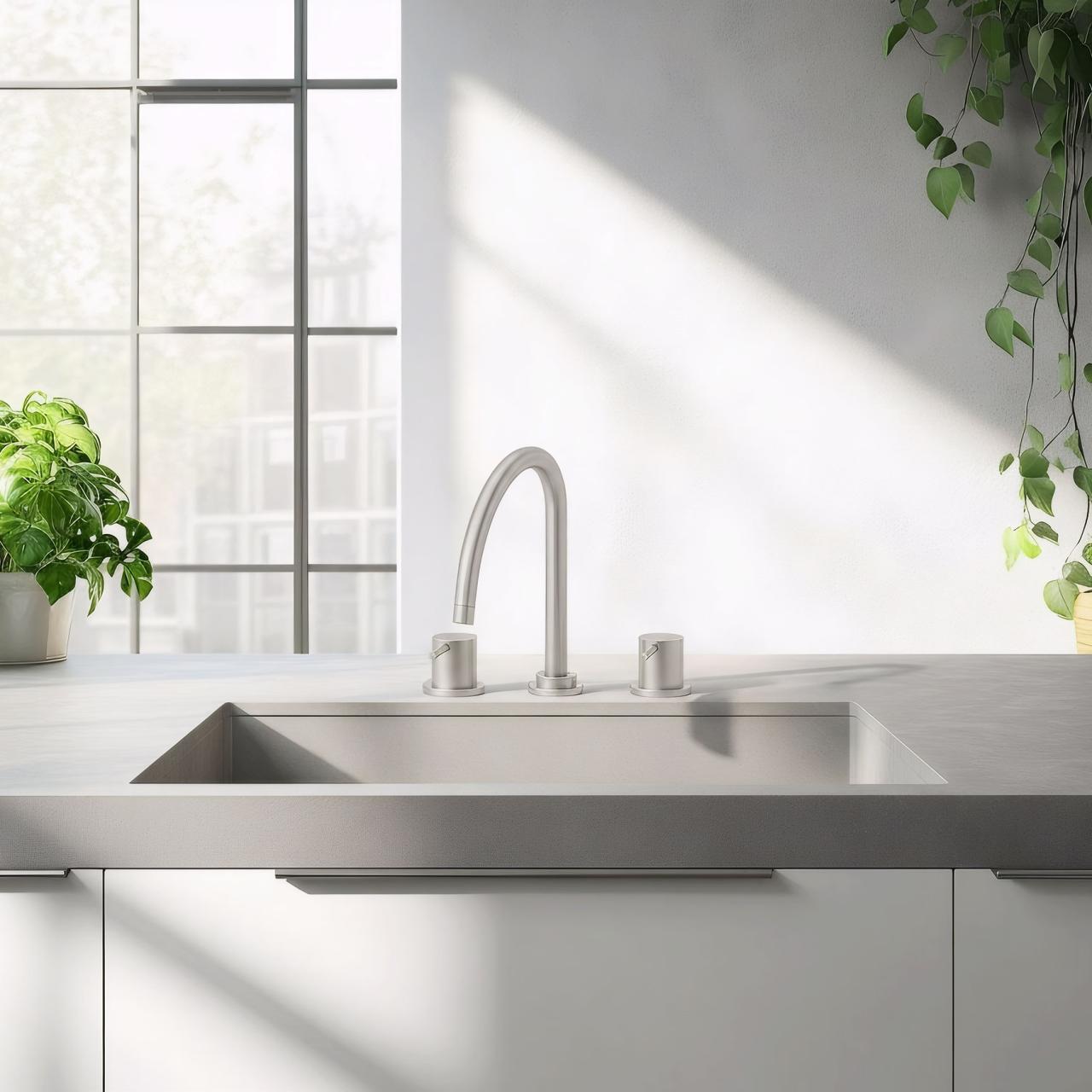 Waterevolution Flow 3-gats keukenmengkraan met draaibare uitloop en gefilterd water aansluiting RVS T152UIE