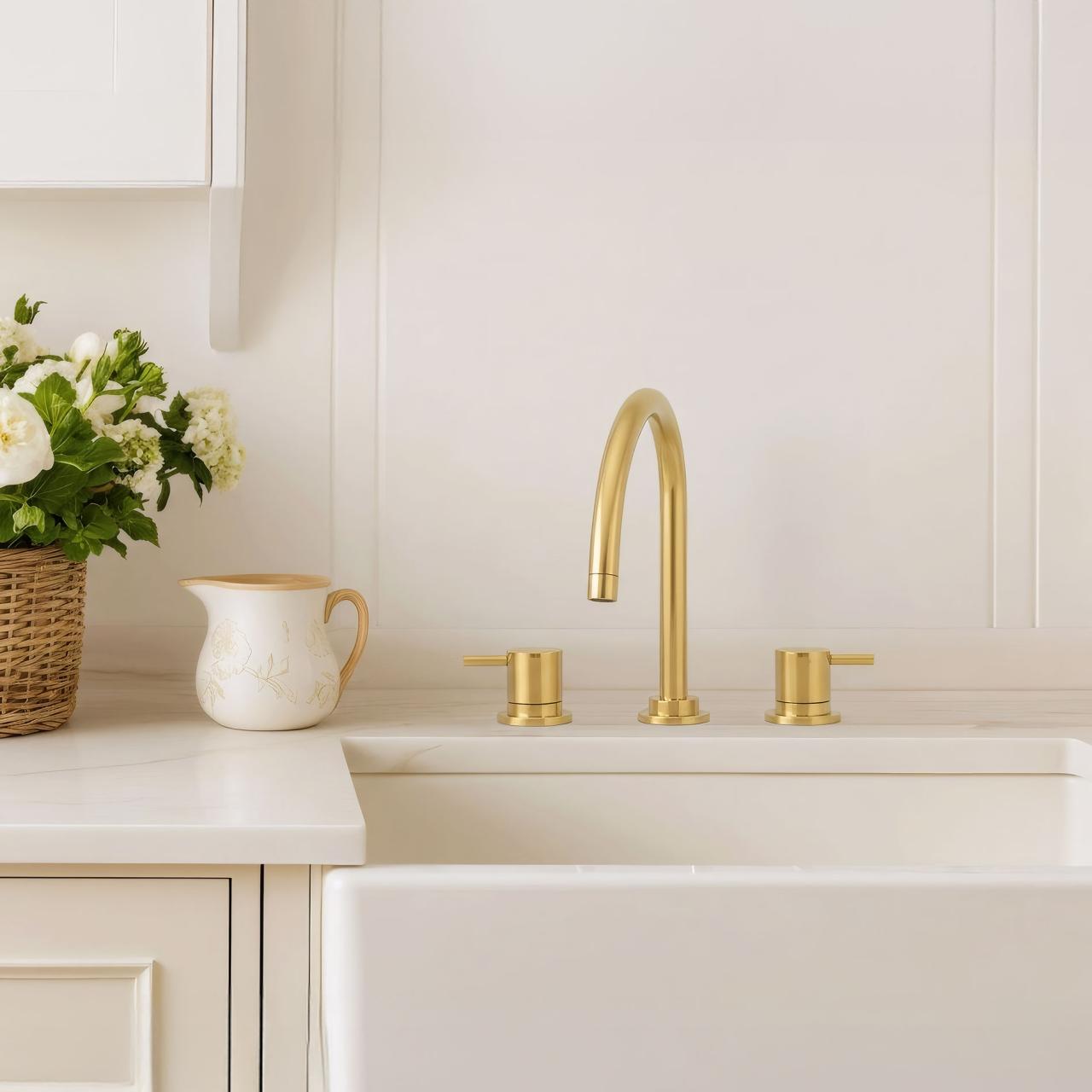 Waterevolution Flow 3-gats keukenmengkraan met draaibare uitloop en gefilterd water aansluiting light gold T152UWGE