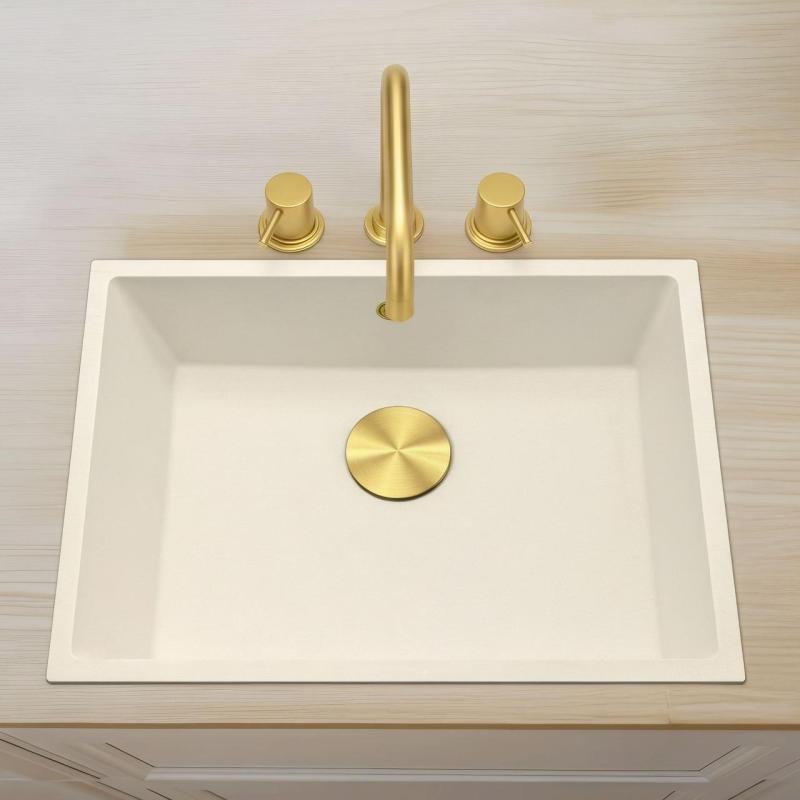 Waterevolution Flow 3-gats haakse keukenmengkraan met draaibare uitloop en gefilterd water aansluiting light gold T152HWGE