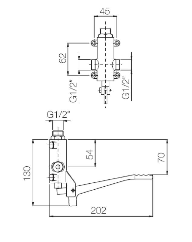 PB Pedal Line Voetpedaal Mengkraan chroom voor Wandmontage 1208969754