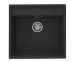 GraniteMy Bremen Granieten Spoelbak 53x50 cm Zwart – Opbouw, Onderbouw en Vlakinbouw met Kraangatbank en Koperen Plug 1208969970