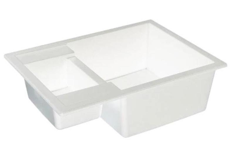 GraniteMy Smart extra ondiepe 1,5 granieten opbouw witte spoelbak 58x44cm met witte plug en bedekking 1208970052