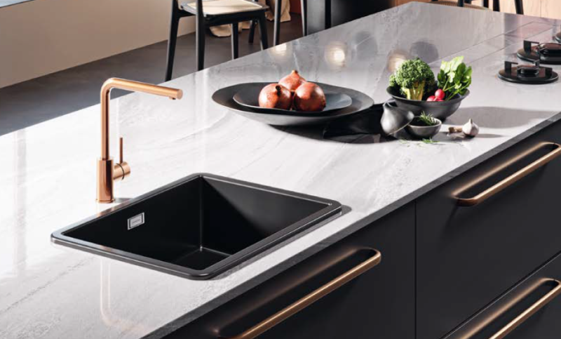 Ausmann Ceramic Ember Keramische Mat Zwarte Spoelbak - Opbouw en Onderbouw 54 x 40 cm met RVS plug 1208970511