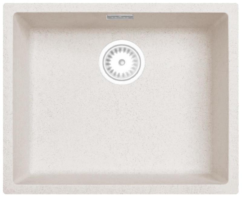 Zand Wit Creme Spoelbak 50x40 cm Onderbouw, Opbouw en Vlakinbouw met Witte Plug 1208970546