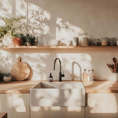 Ausmann Ceramic Panor Shade Keramische Witte Butler Spoelbak - Onderbouw en Tussenbouw 630 x 597 mm met kraangatbank en Gun metal plug 1208970551