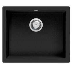 GraniteMy Universal granieten zwarte spoelbak 50x40 cm zwart onderbouw met rvs plug 1208970609